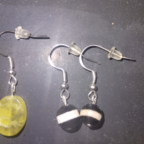 🦋🏵️🦋Set of 3 pairs of Handmade Earrings with Si Precious Stones and 925 SS - Picture 4 of 4